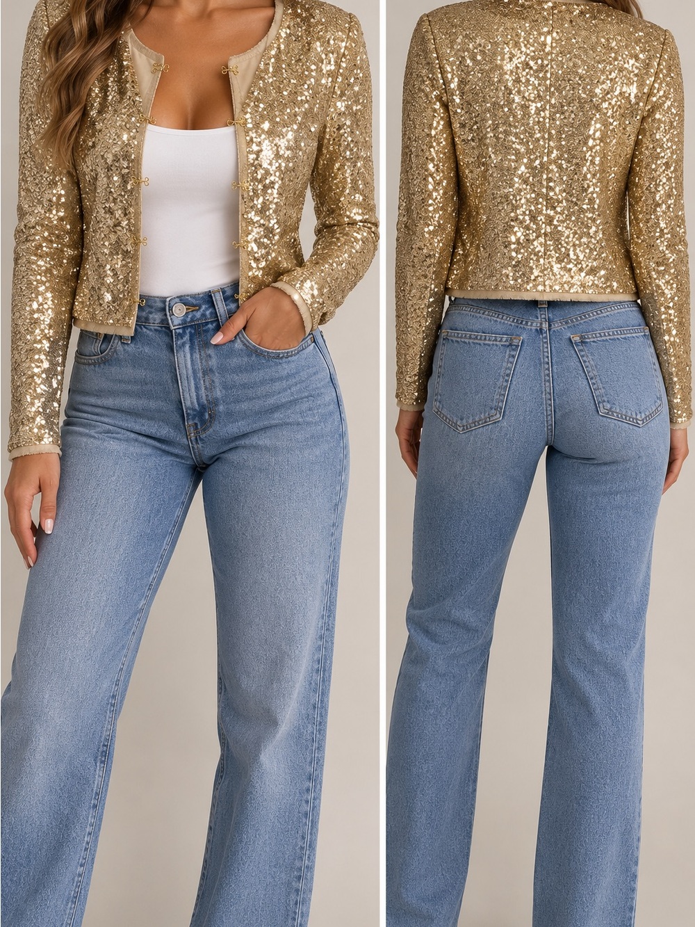 Rachel Zoe Gold Sequin Jacket Size 2 Statement Party Blazer